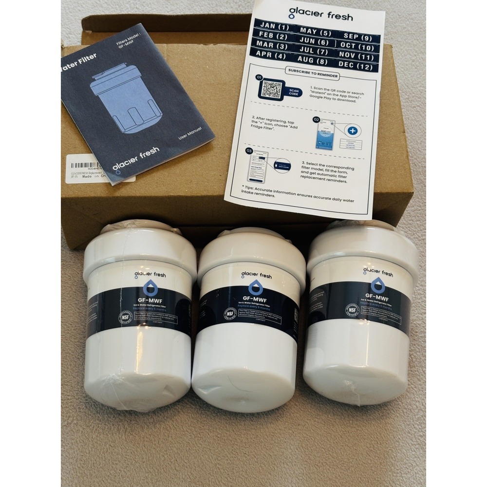 3 x Glacier Fresh GF-MWF Ice Water Refrigerator Filter For GE Kenmore 46-9991